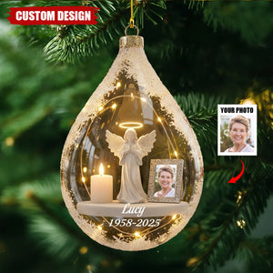 Personalized Angel&Candle Memorial Christmas Ornament – Memorial Gift