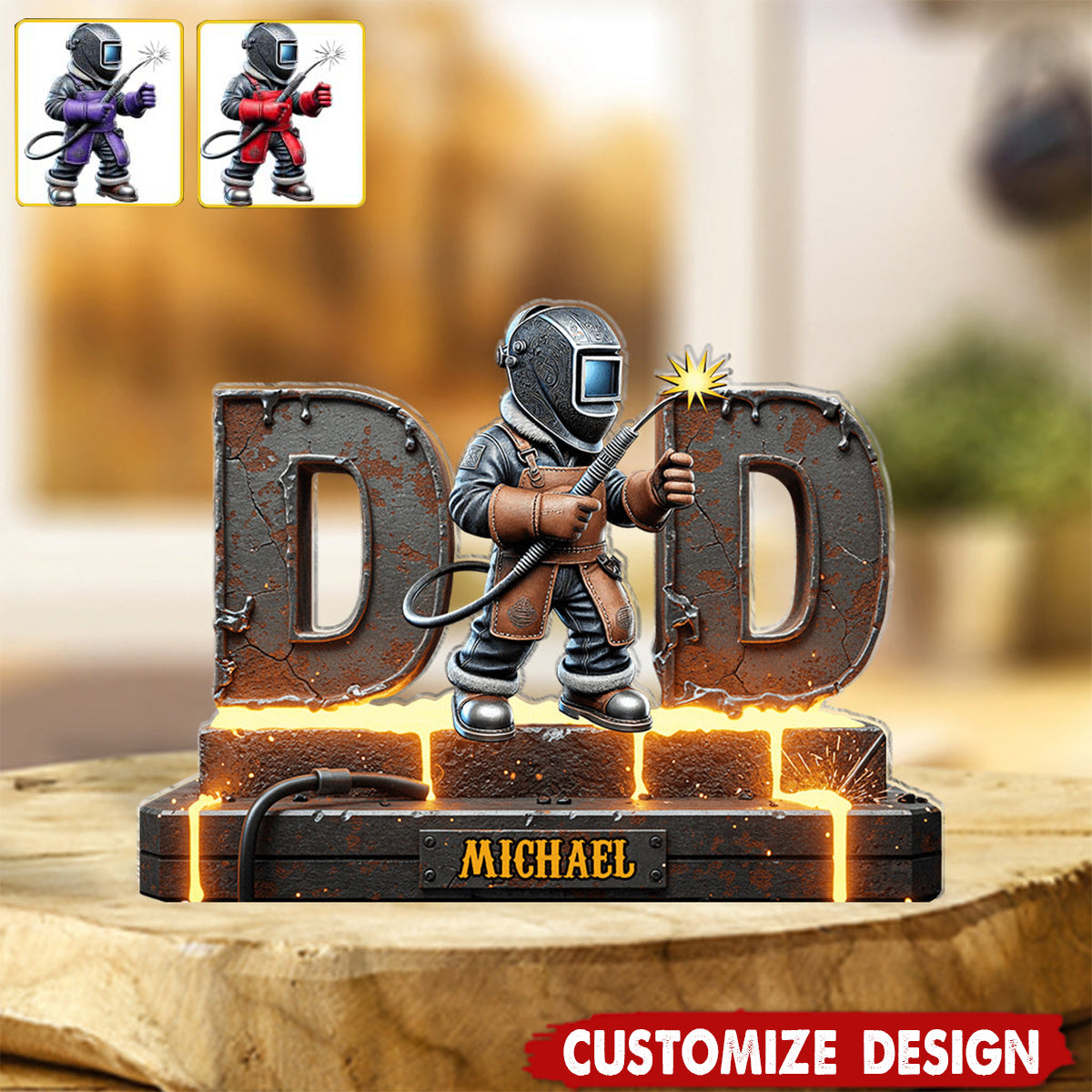 Personalized Welder Shaped Acrylic Plaque - Gift For Welder