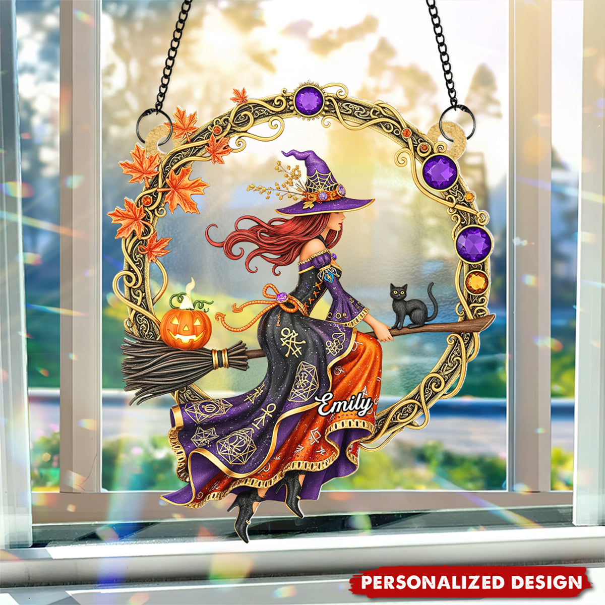 Witch suncatcher - Personalized Gifts For Witch Lover