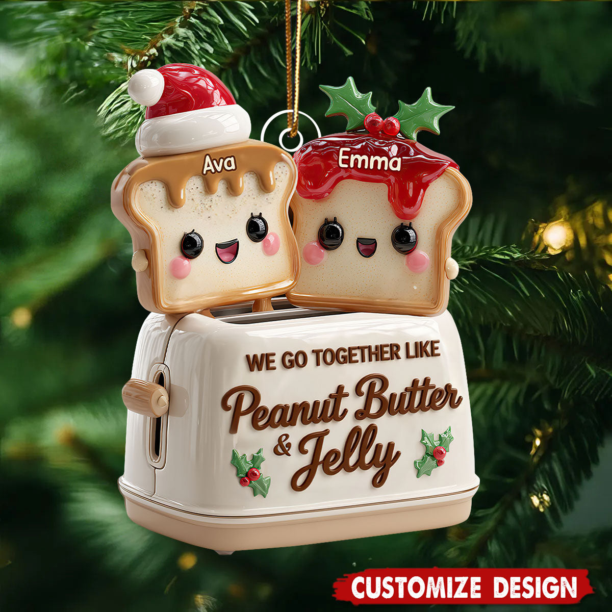 We Go Together Like Peanut Butter And Jelly - Personalized Acrylic Ornament For Couple