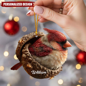 Personalized Cute Cardinal Christmas Hanging Ornament