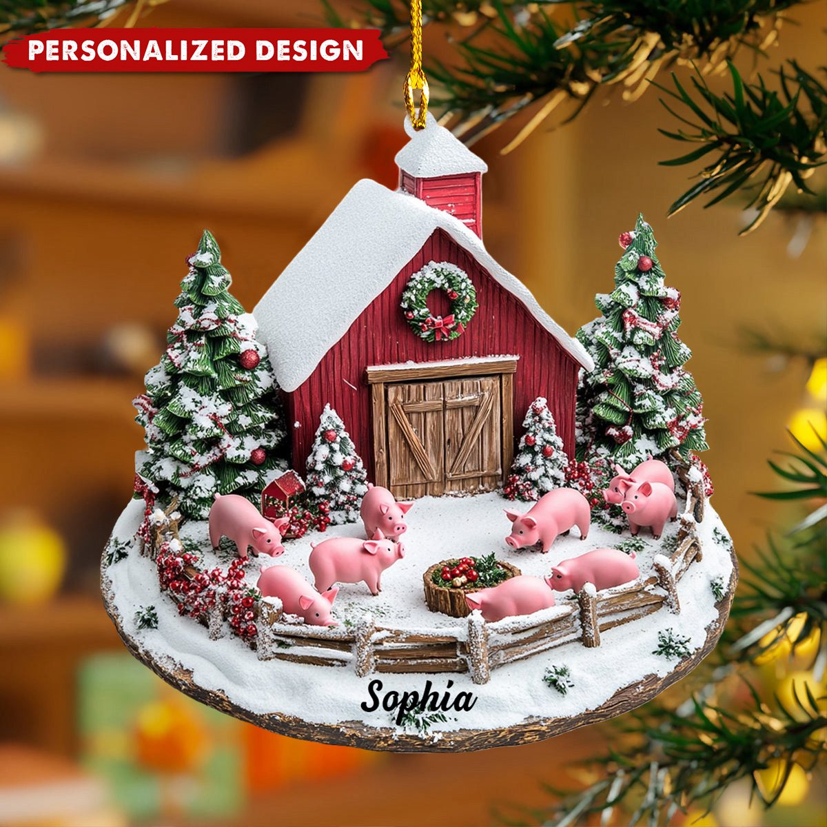 Personalized Pig Farm Christmas Ornament-Gift for Farmers