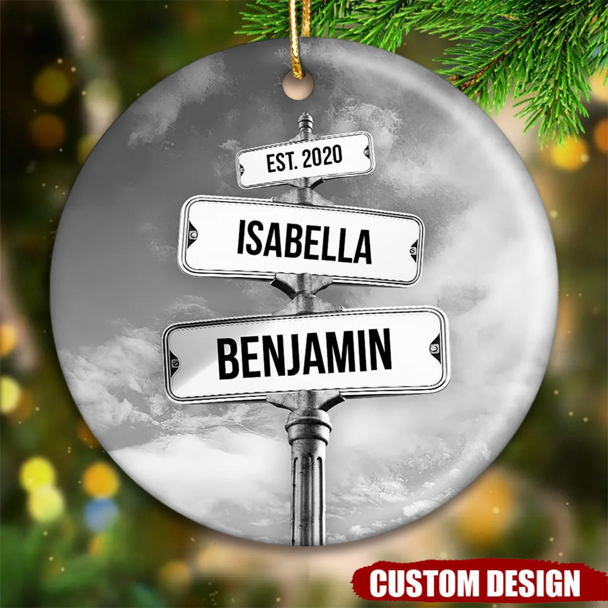 2024 New Release - Couple Name Vintage Street Sign - Personalized Ceramic Ornament