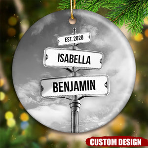 2024 New Release - Couple Name Vintage Street Sign - Personalized Ceramic Ornament