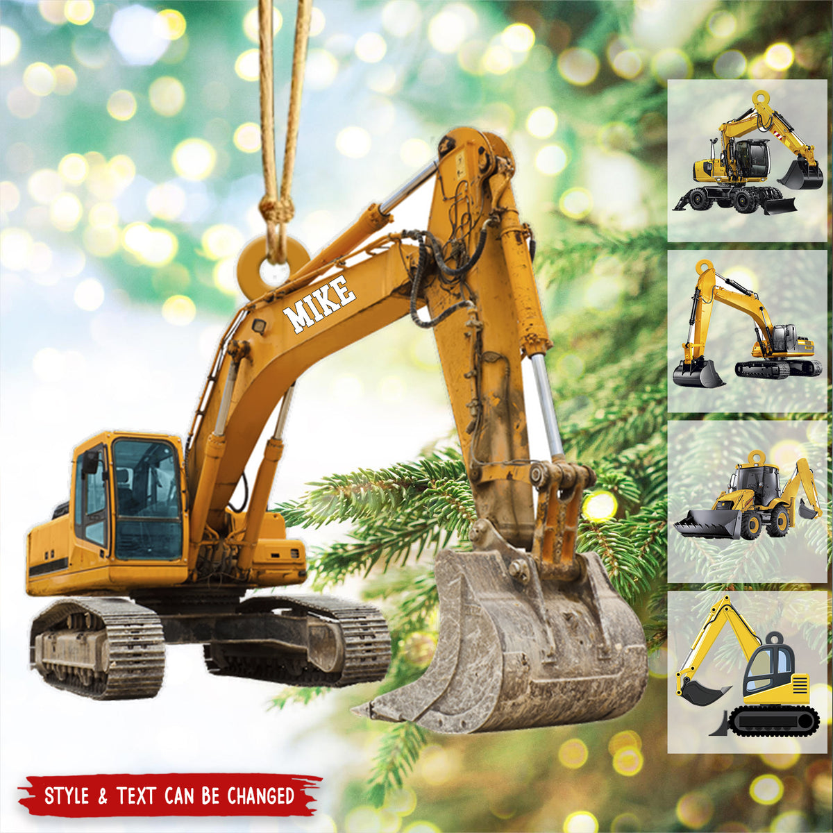 Personalized Excavator Heavy Equipmen Christmas Ornament - 2024 New Release