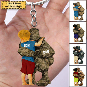Personalized Military Dad & Son, Army Dad, Veteran Dad Acrylic Keychain