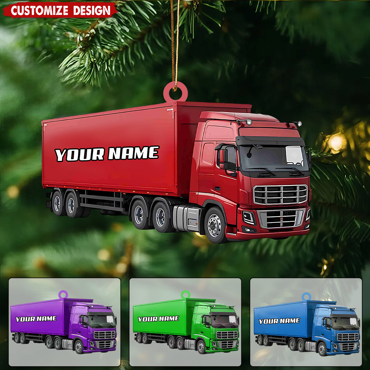 Personalized Semi Truck Christmas Ornament