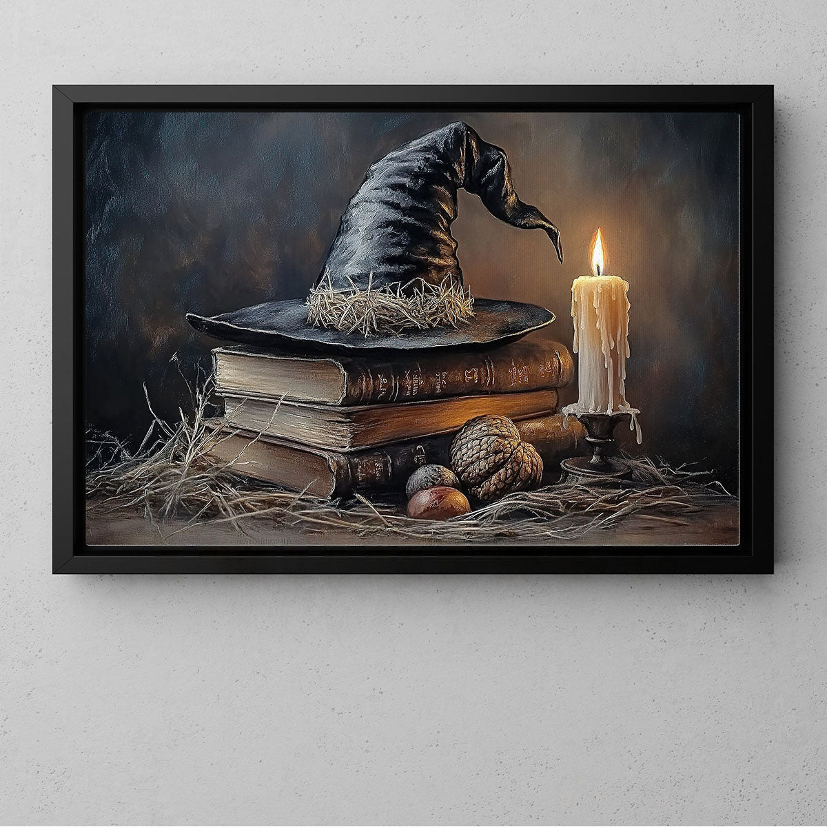 Halloween Witch Book Canvas Painting, Witch’s Spellbound Library Wall Art Decor, Spooky Season Poster Gift For Witch Lovers