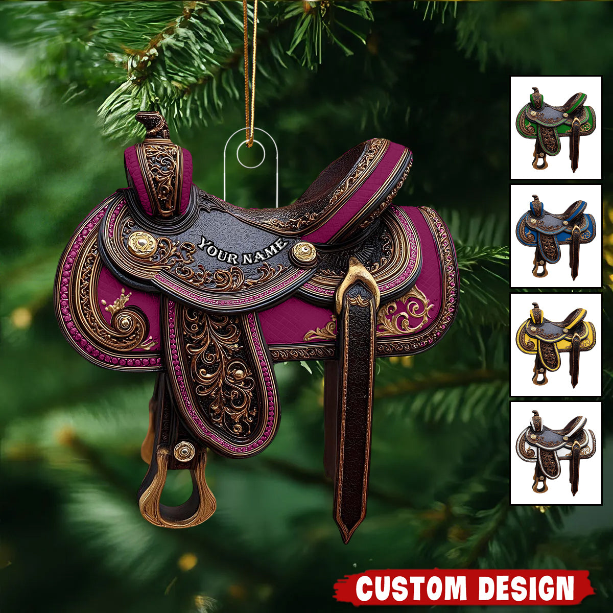Personalized Western Saddle Ornament - Holiday Gift for Riders