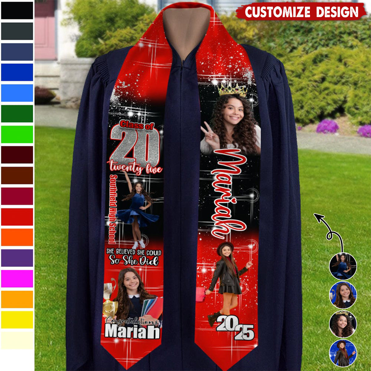 Personalized Photo She Believed She Could So She Did Graduation Gift Stoles