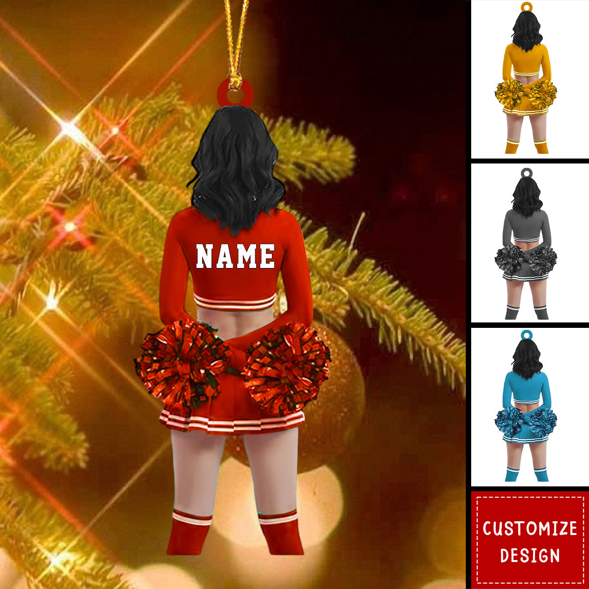 Cheerleading Pom pom Girl Personalized Ornament