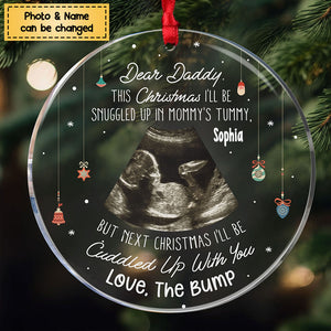 This Christmas Baby Bump To Daddy - Personalized Circle Acrylic Ornament