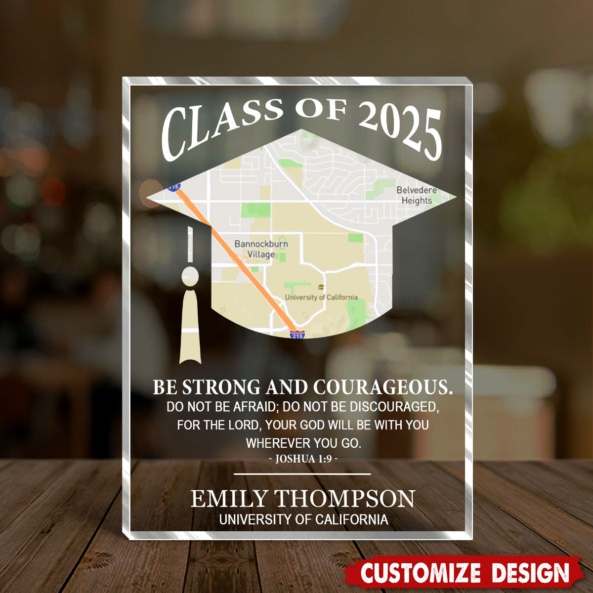 God Will Be With You Wherever You Go-Personalized Shaped Squared Acrylic Plaque