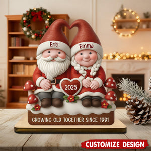 Personalised Wooden Mr And Mrs Claus Xmas Plaque - Gift For Couple