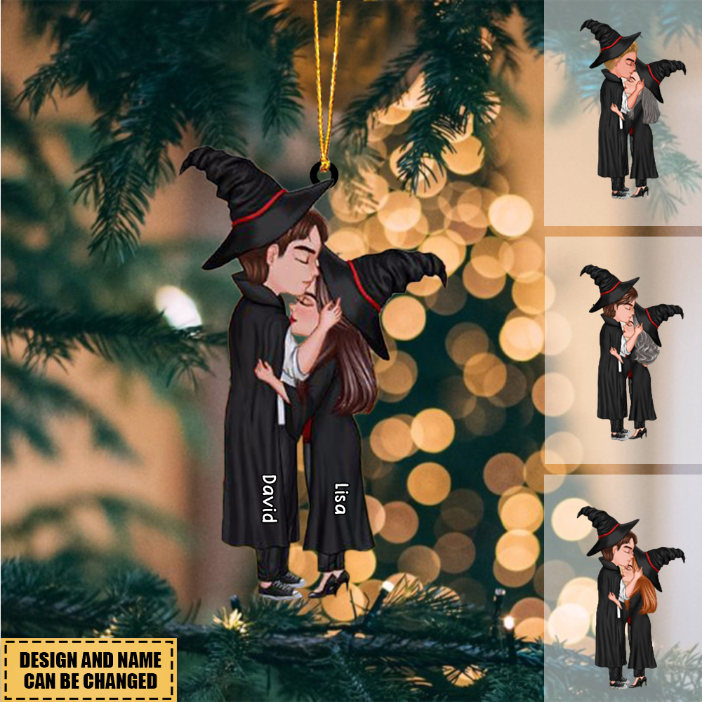 Withy/Witch/Magician/wizard Doll Couple Kissing Personalized Christmas Ornament
