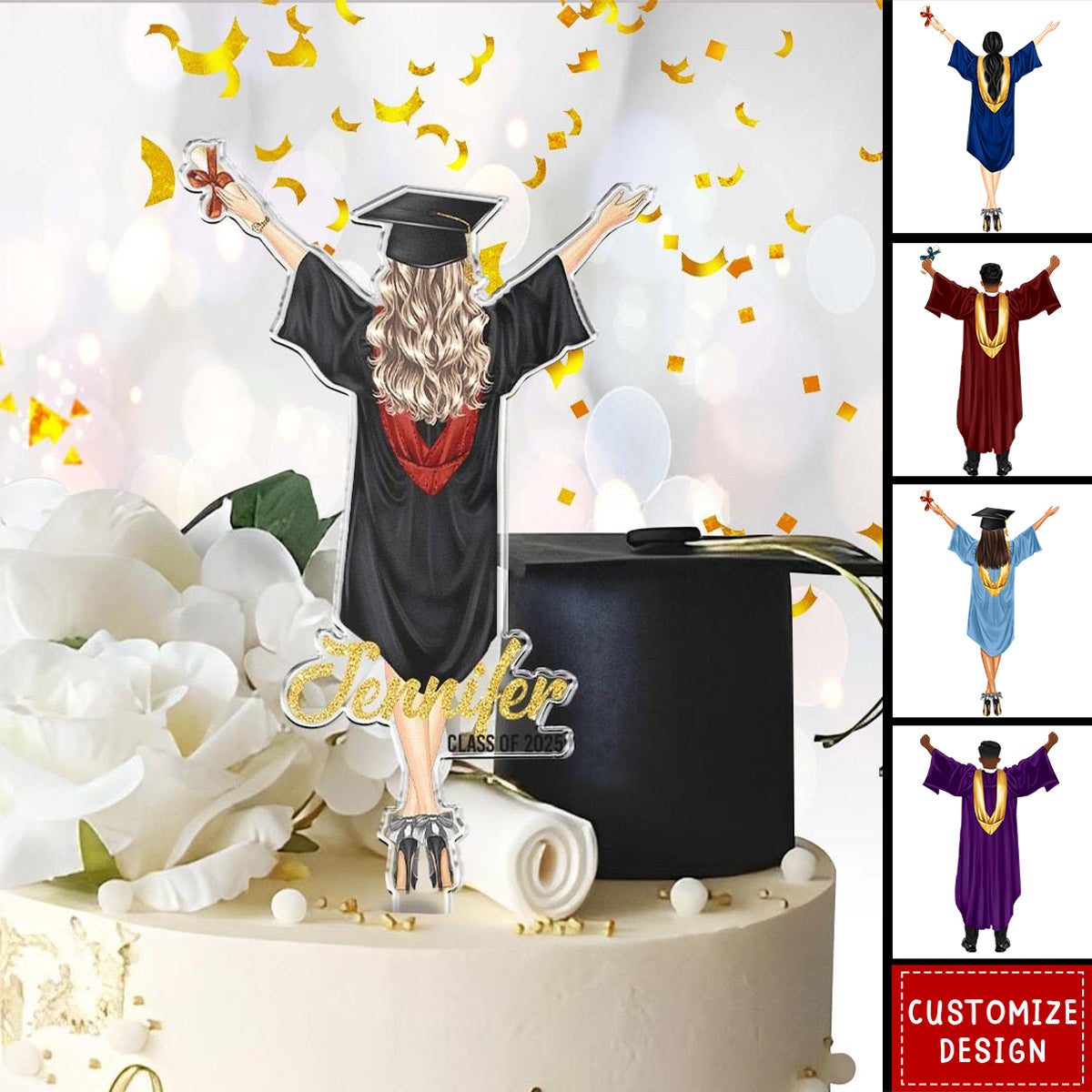 Personalized Graduation Cake Topper-Class of 2025