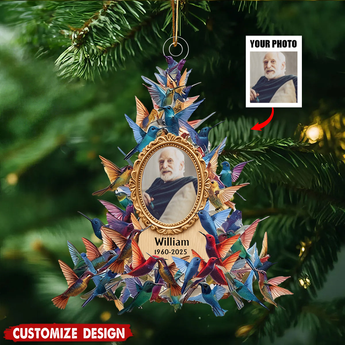 Whispers Of Heaven - Personalized Hummingbird Memorial Acrylic Ornament