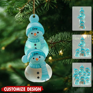 Merry Christmas Snowman Family - Personalized Family Ornament