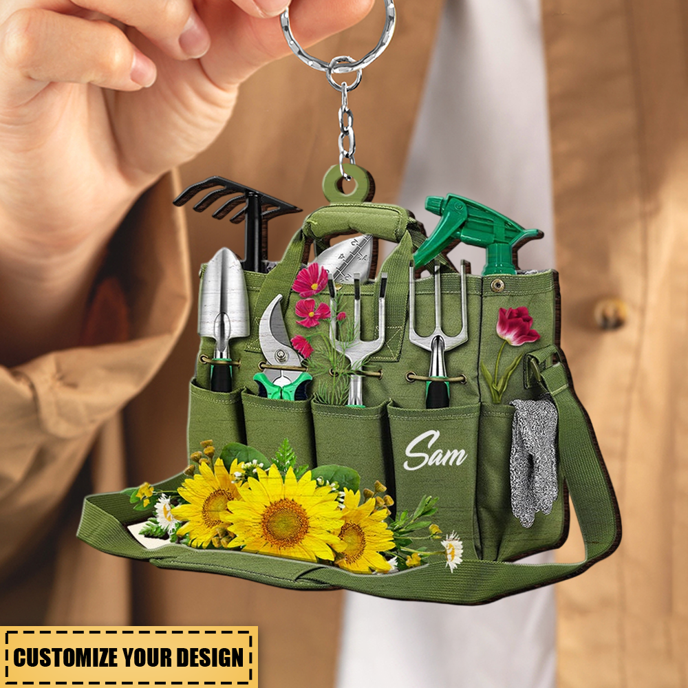 Gardening Girl Carry Bag Acrylic Personalized Keychain