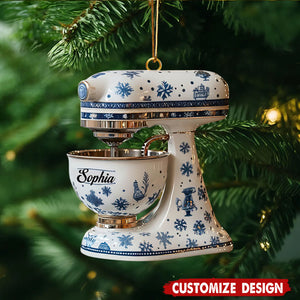 Personalized Blue Snowflake Kitchen Mixer Christmas Ornament