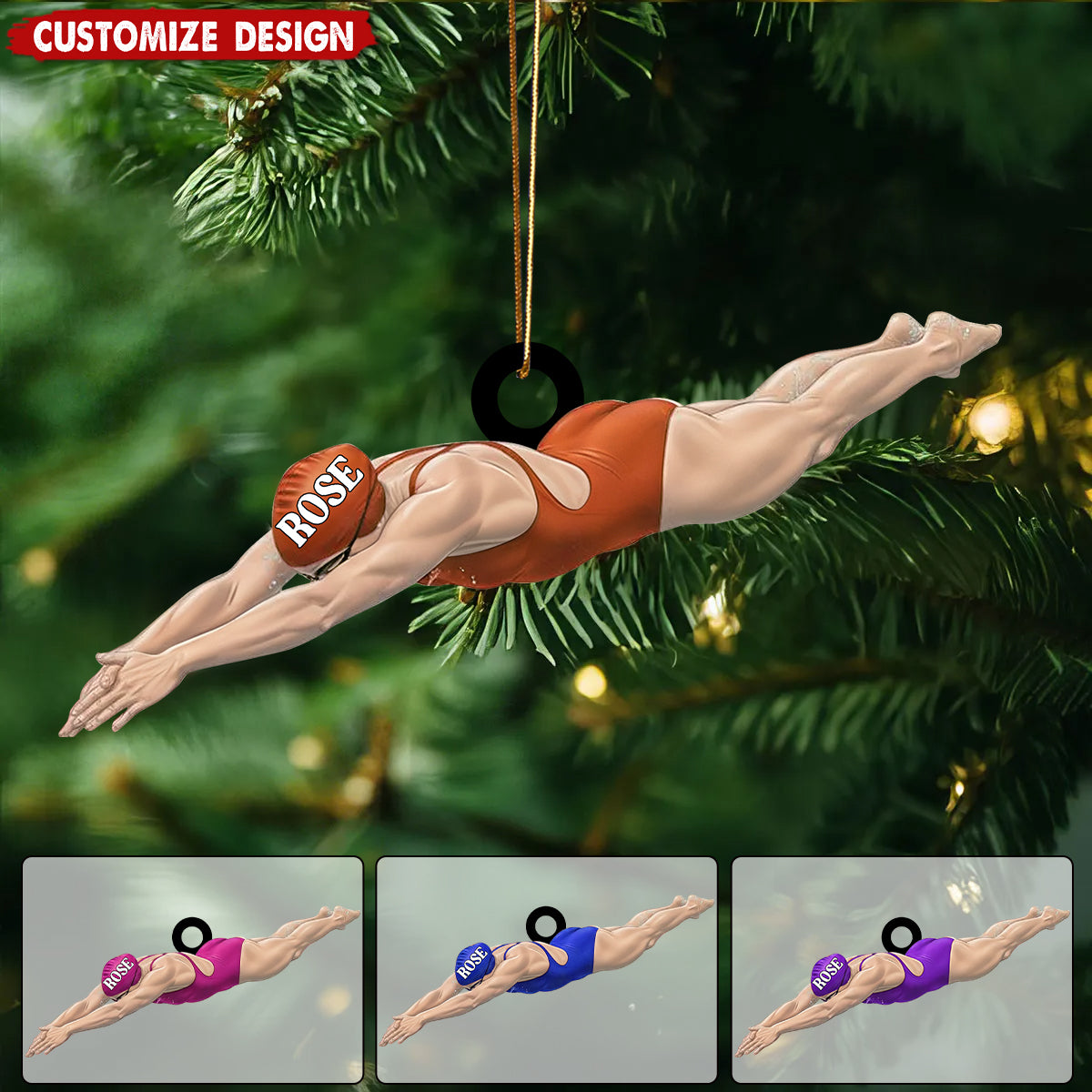 Personalized Swimmer Acrylic Ornament - Swimming Lovers Gift
