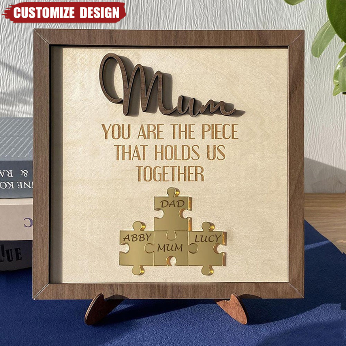 You Are The Piece That Holds Us Together - Personalized 2-Layer Wooden Plaque - Gift For Family