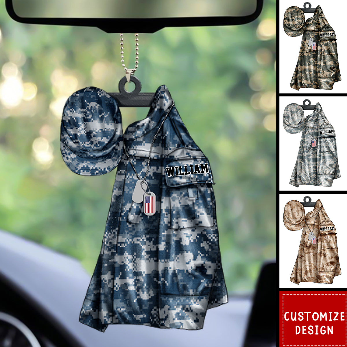 US Air Force,Army,Marine,Navy Uniform - Personalized Christmas,Car Ornament