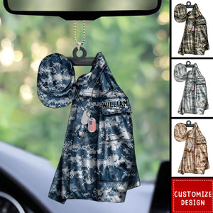 US Air Force,Army,Marine,Navy Uniform - Personalized Christmas,Car Ornament