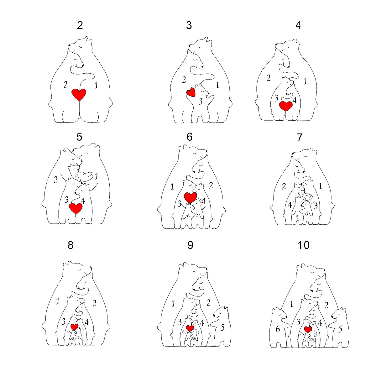 New Release - Personalized Bear Family Wooden Art Puzzle, Gift For Family