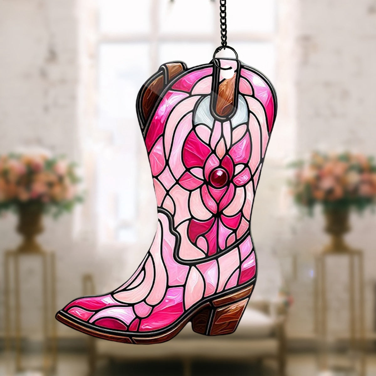 Colorful Cowgirl Boots Suncatcher Ornament - Gift For Cowgirls