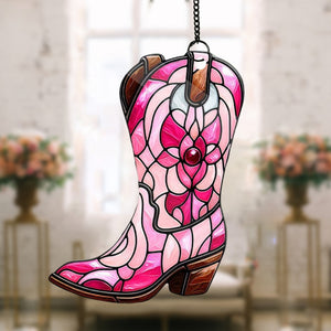 Colorful Cowgirl Boots Suncatcher Ornament - Gift For Cowgirls