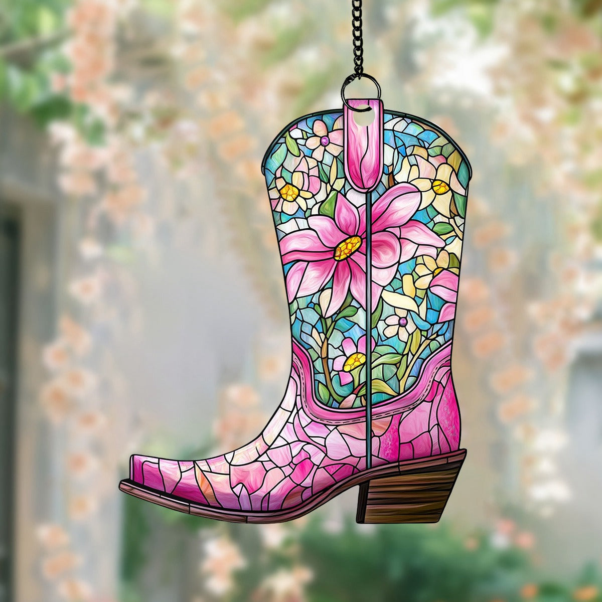 Colorful Cowgirl Boots Suncatcher Ornament - Gift For Cowgirls