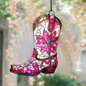 Colorful Cowgirl Boots Suncatcher Ornament - Gift For Cowgirls