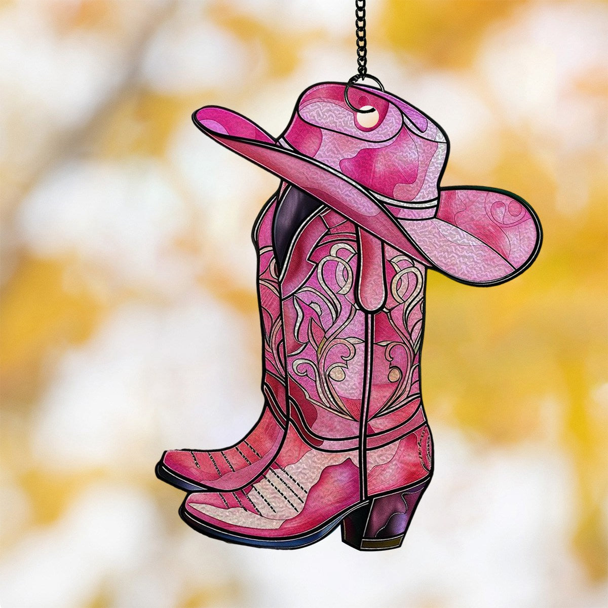 Colorful Cowgirl Boots Suncatcher Ornament - Gift For Cowgirls