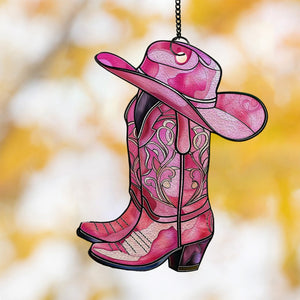 Colorful Cowgirl Boots Suncatcher Ornament - Gift For Cowgirls