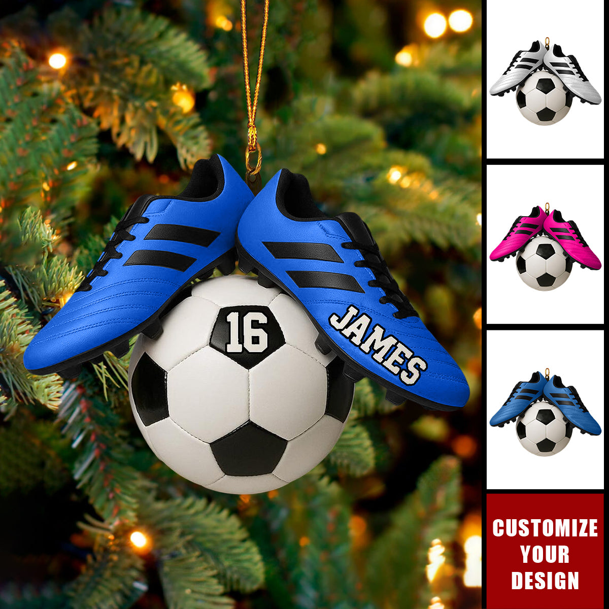 Personalized Soccer Christmas Ornament, Christmas Tree Decoration for Soccer Players and Fans