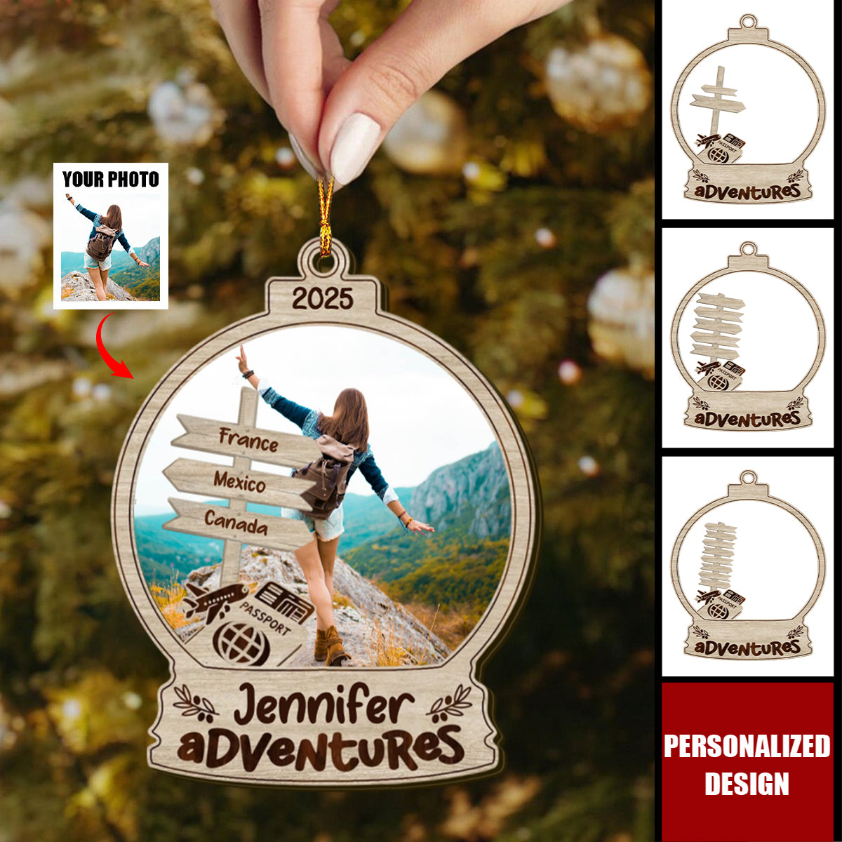Travel Adventure-Personalized Wooden Ornament