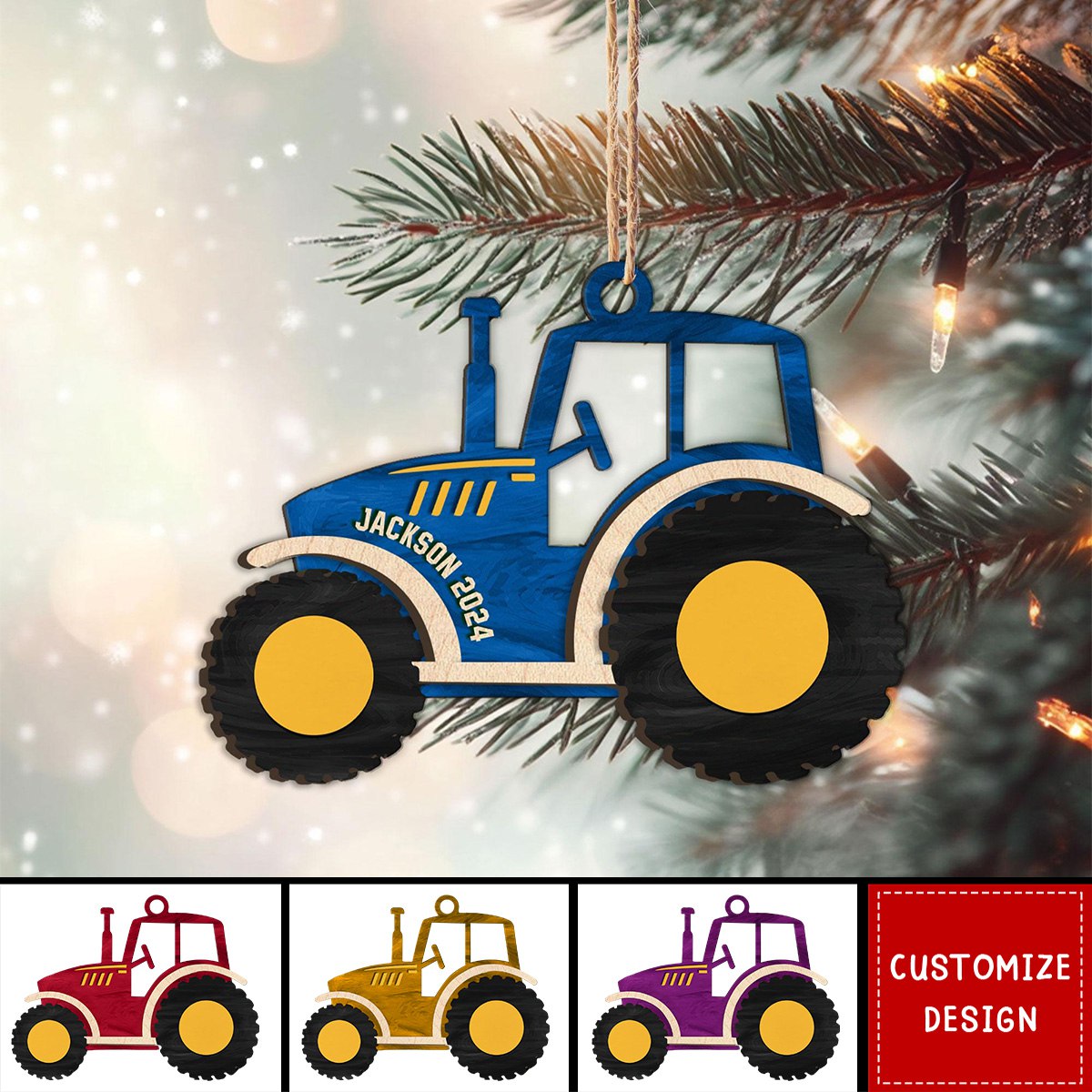 2024 New Release Personalized Tractor Wood Ornament