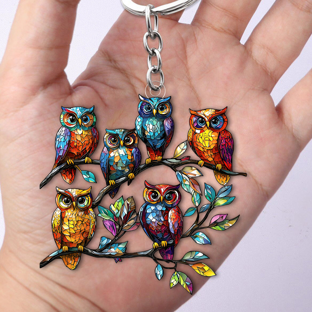 Colorful Owl Keychain-Perfect Gift for Animal Lovers, Friends, Family