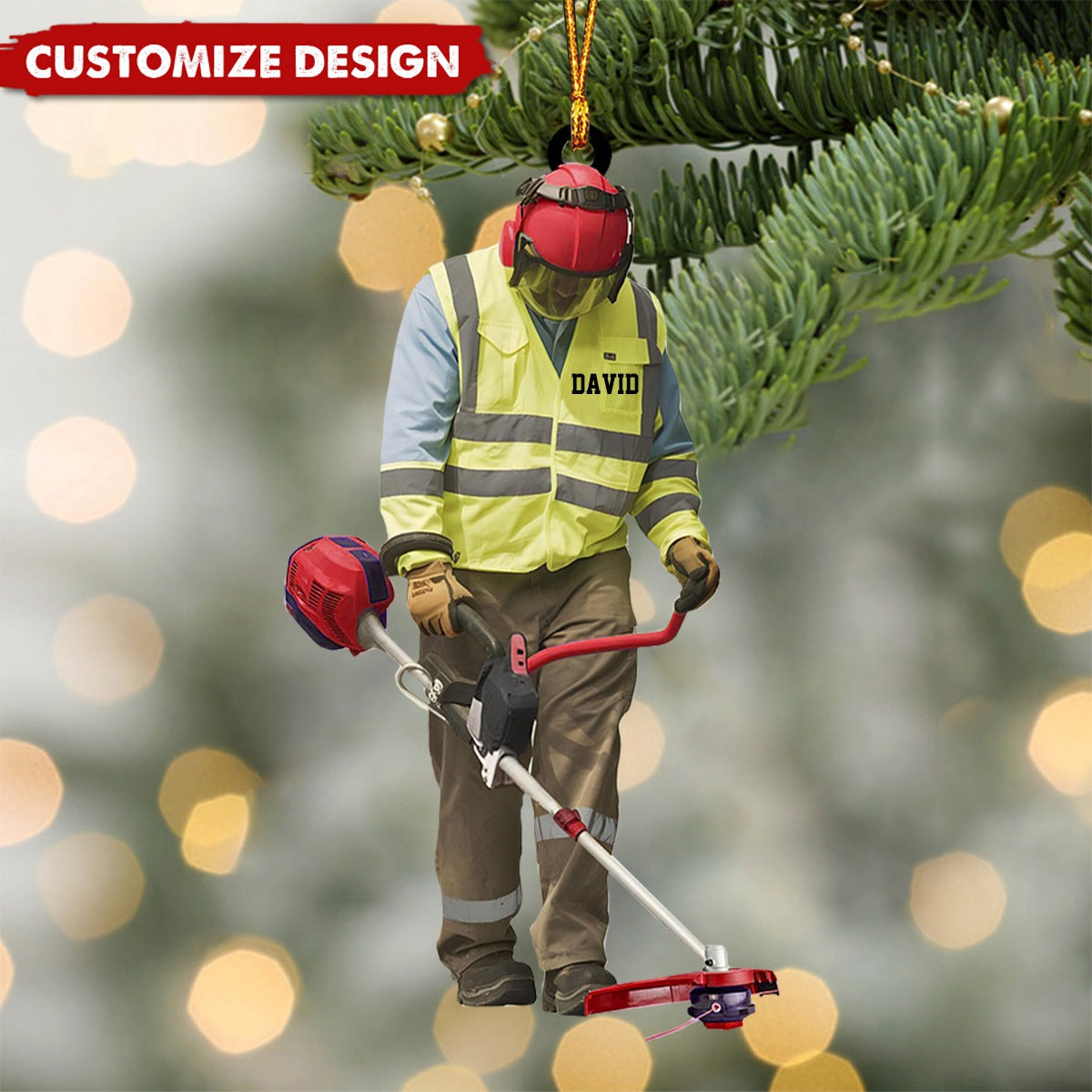 Personalized String Trimmer Christmas Ornament, Tool Scythe Chainsaw Trimmer Ornament - 2024 New Release