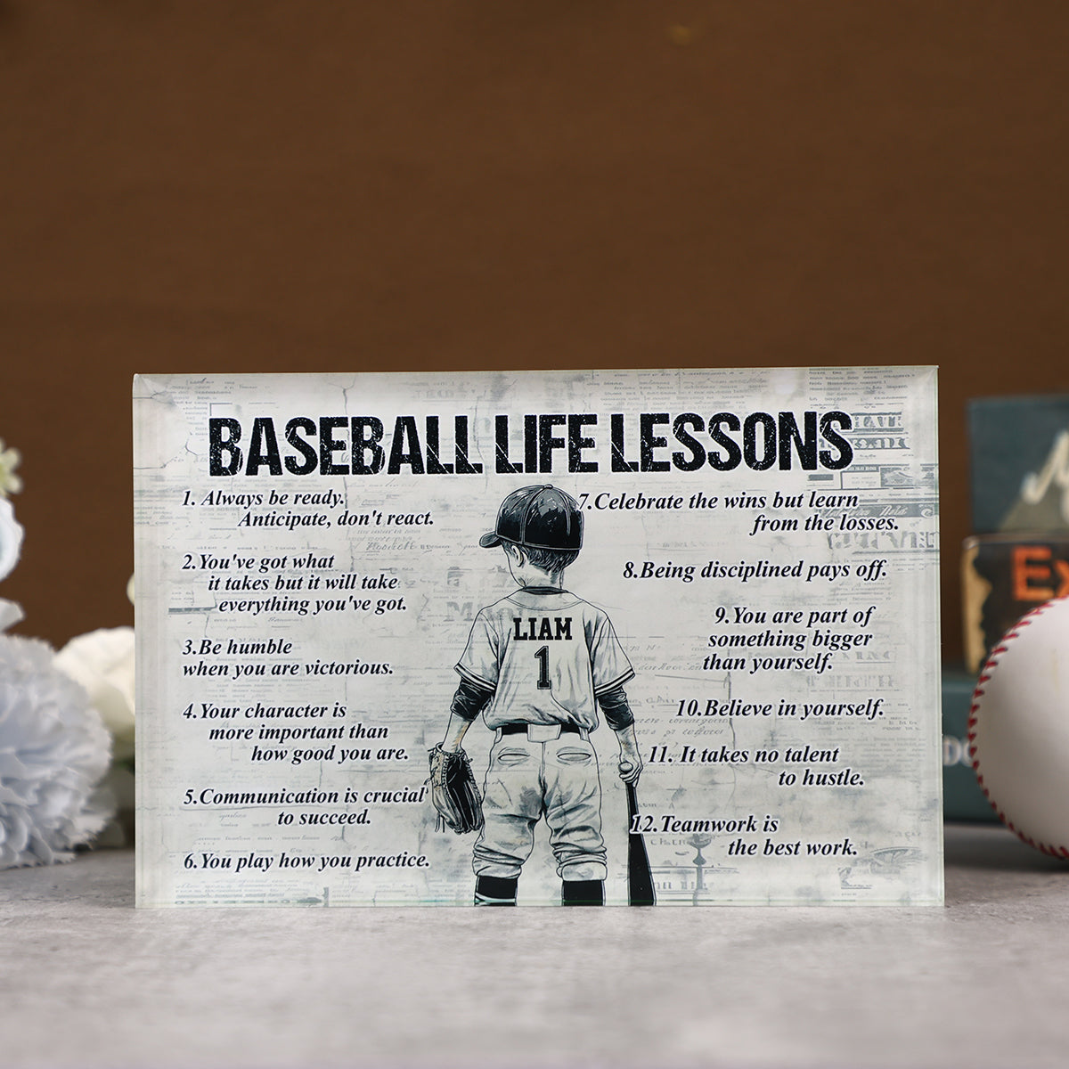 Personalized Baseball Life Lessons Boy Acrylic Plaque - Gift For Baseball Lovers