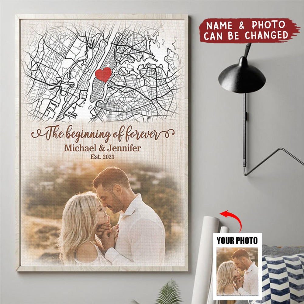 Custom Photo The Beginning Of Forever - Personalized Vertical Poster - Gift For Husband Wife