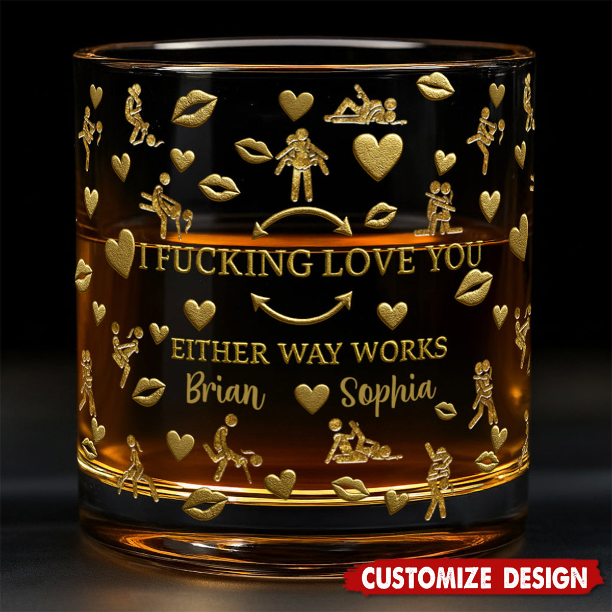 I Love You - Personalized Couple Whiskey Glass - Gift For Couple