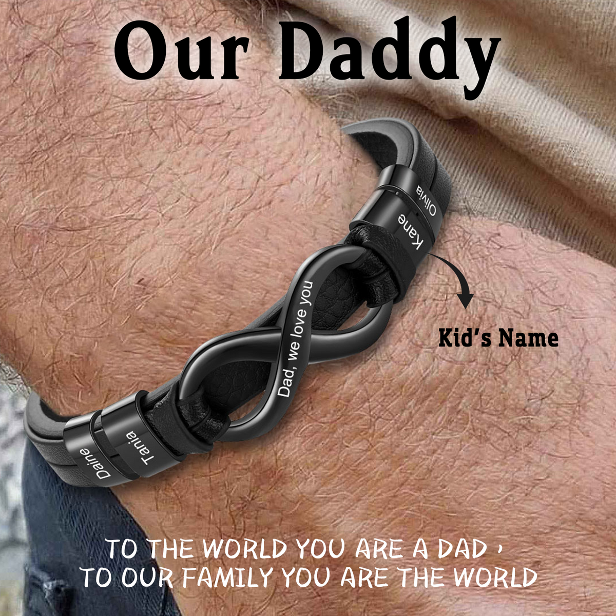 Personalized Infinity Leather Bracelet-Gift For Dad