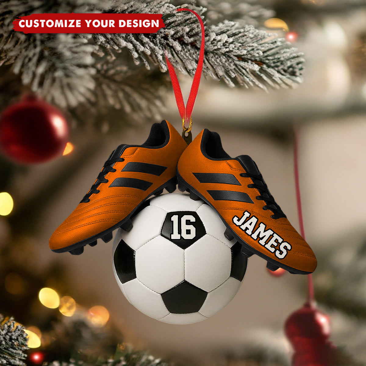 Personalized Soccer Christmas Ornament, Christmas Tree Decoration for Soccer Players and Fans
