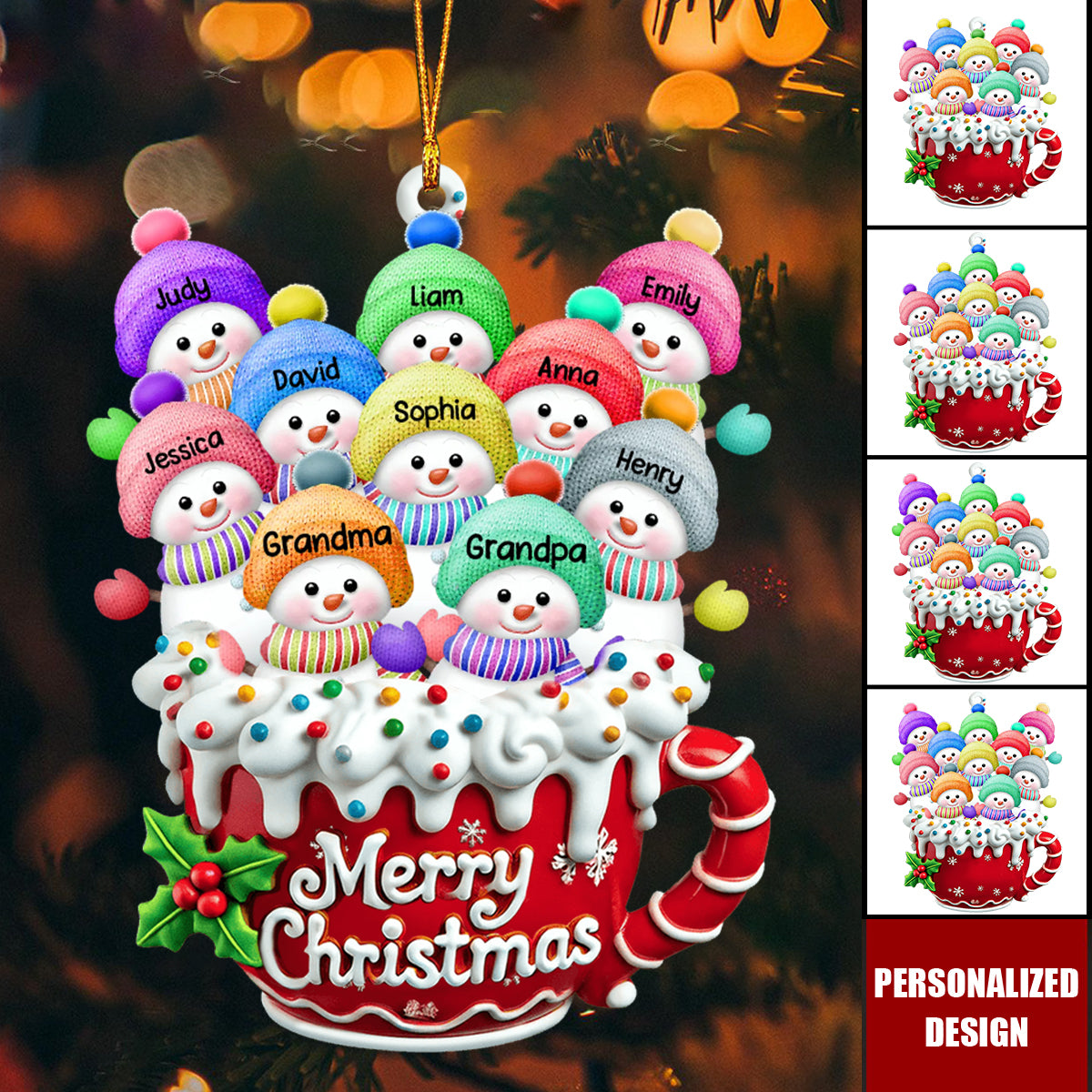 Personalized Snowman Family Christmas Ornament