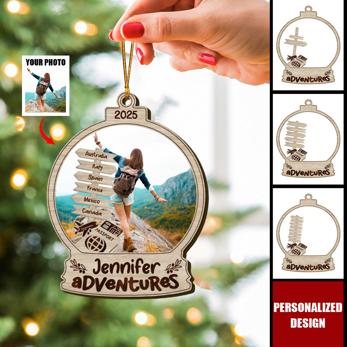 Travel Adventure-Personalized Wooden Ornament