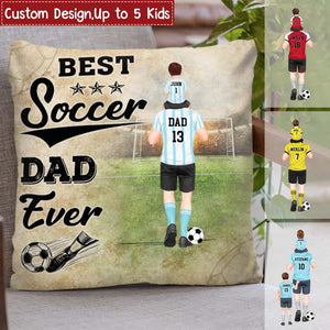Personalized Soccer Dad And Child Best Dad Ever & Thank You Teaching Me Custom Pillow - Gift For Soccer Lovers