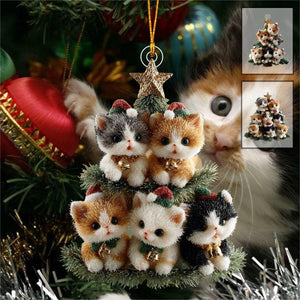 Christmas Kitten Tree Christmas Ornament Gift For Cat Lovers