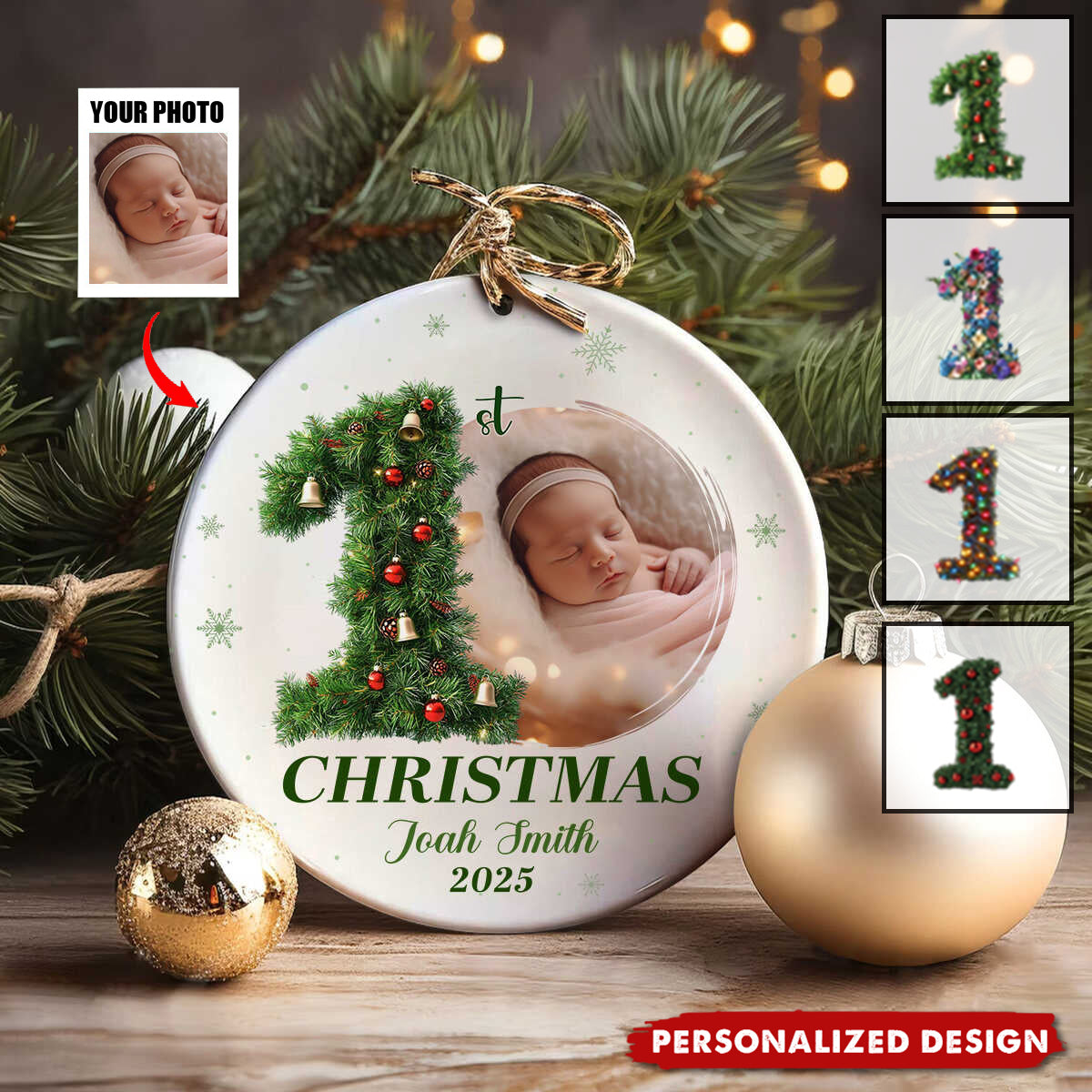 Customized Baby’s First Christmas Ornament, Custom Name Gift for Newborn Girl, 1st Christmas Gift For Newborn Boy, New Baby Ornament, Baby Shower Gift